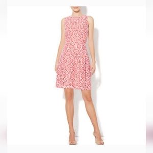 Eve Mendes coral lace fit orange, white floral dress size 0 by new york company